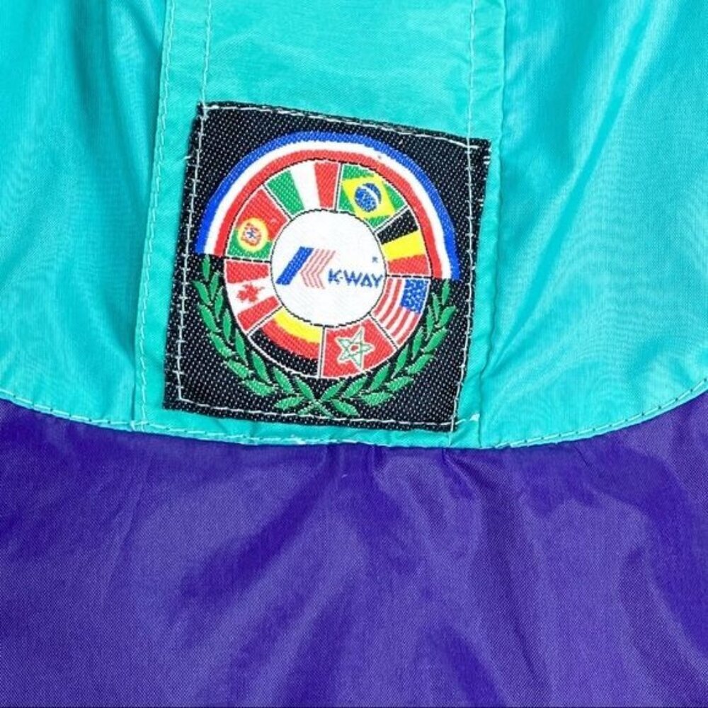 KWAY Multi Color Waterproof Hooded Windbreaker 2 in 1 Bag S - Picture 8 of 16